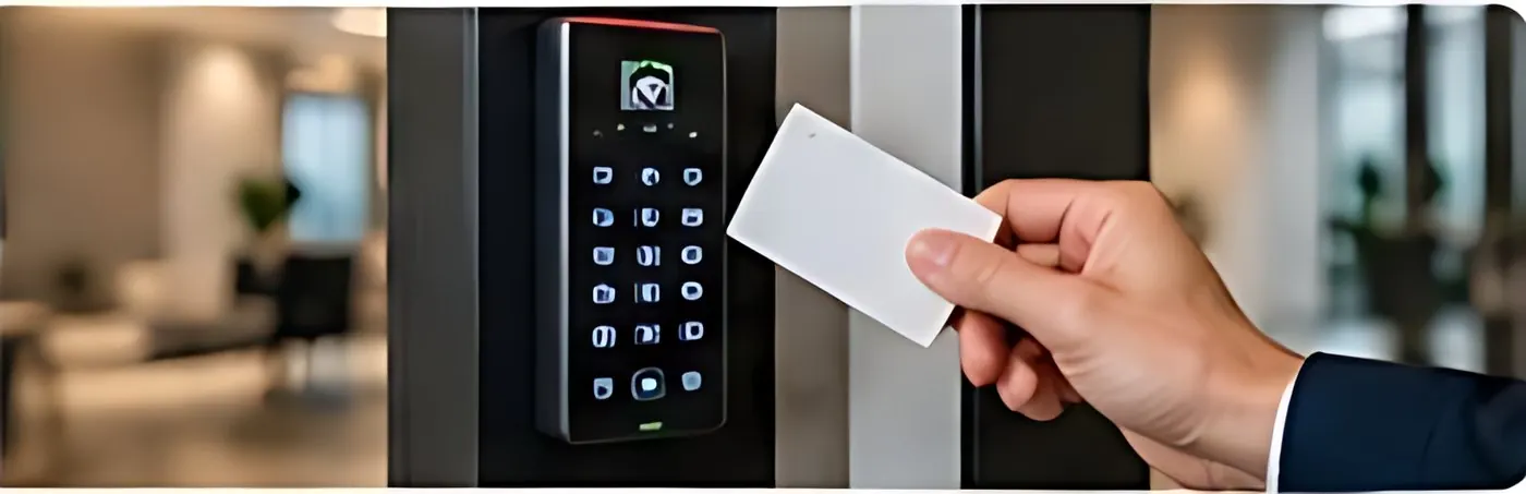 Access control card reader at a door