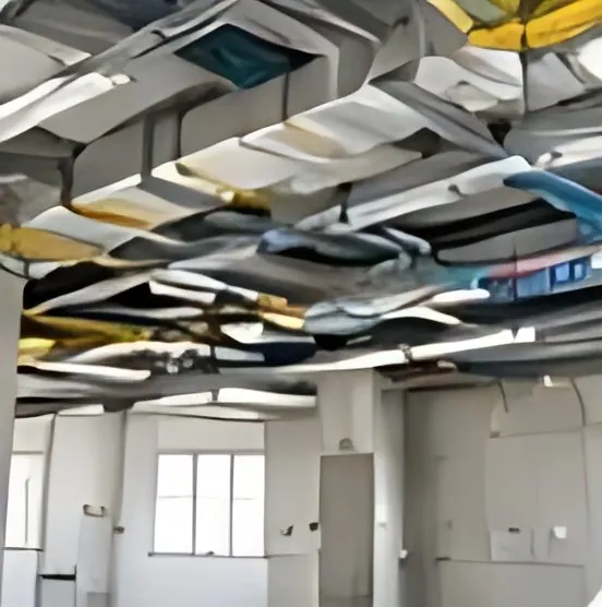 MEP services installed in an open ceiling