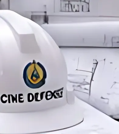 Civil Defense helmet on building drawings