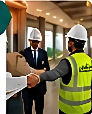 Client shaking hands with a site engineer