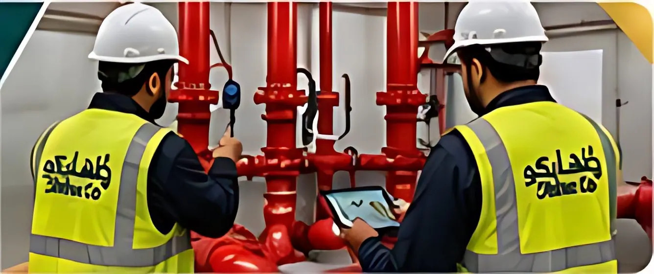 Dhihar.Co engineers checking fire piping during installation