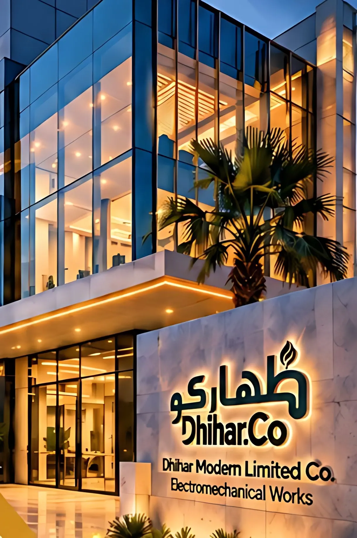 Building entrance with the Dhihar.Co sign