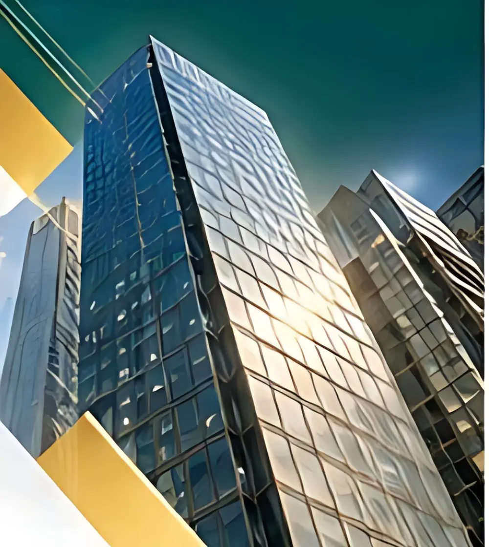 Glass façade of a high-rise tower