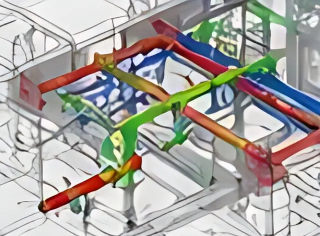 3D MEP coordination model with fire, plumbing and HVAC pipes
