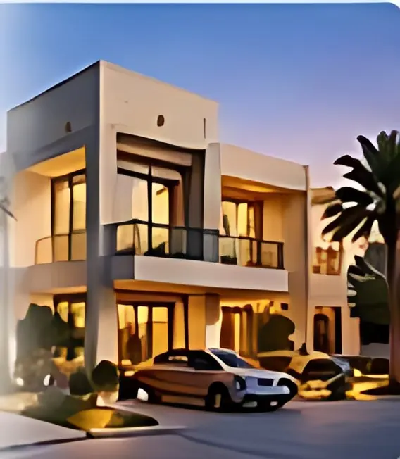 Residential villa at dusk