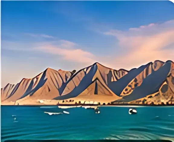 Red Sea coast and mountains in Saudi Arabia